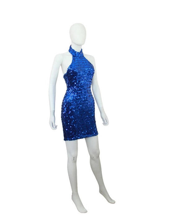 1990s Sequin Dress - Blue Sequin Dress - Vintage … - image 6