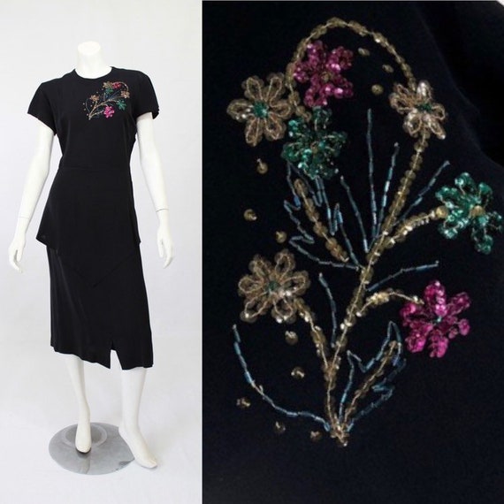 1940s Cocktail Dress - 1940s Sequin Dress - 1940s