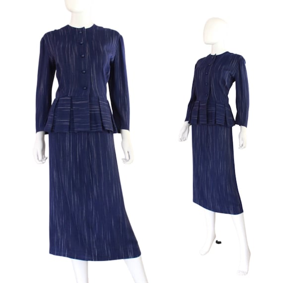 1940s Navy Blue Suit - 1940s Peplum Suit - 40s Blue S… - Gem