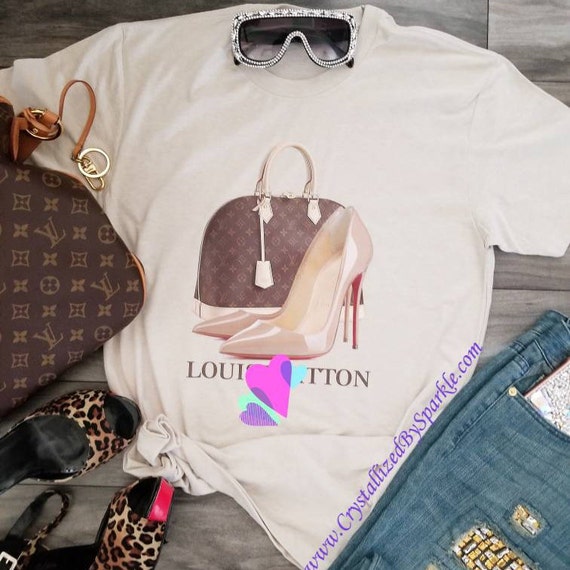 Louis Vuitton Inspired Handbag and Red Bottoms Graphic Tee | Etsy