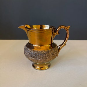 antique copper lusterware handled pitcher