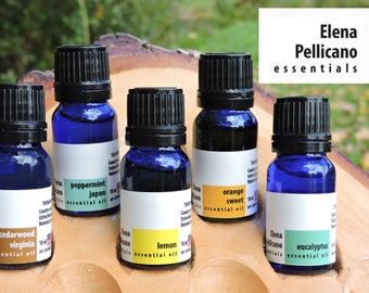 5 Piece Starter Set - Essential Oils of Lemon, Orange, Peppermint, Cedarwood, Eucalyptus