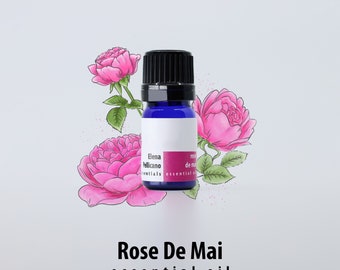 Rose De Mai Essential Oil 100% pure, 2ml Or 5ml, Indian, Cabbage Rose Centifolia Essential Oil, Dropper Bottle, Aromatherapy Gift For Wife