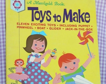 Giocattoli da realizzare, Un libro Merrigold, 11 semplici giocattoli da realizzare, Libro per bambini, pubblicato nel 1964, NUOVO, 24 pagine, burattini, attività con la matita