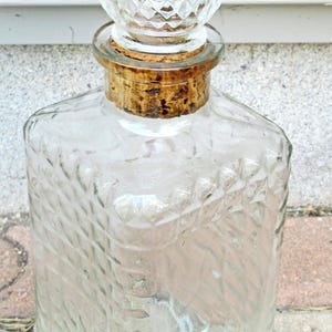 CHOICE - VINTAGE Liquor bottle, BAYNER 151 Diamond Cut glass decanter, Rectangle Whiskey bottle, Collectible, 10 inches