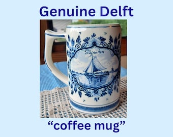 Vintage Delft Blue Heineken Mug: Dutch Windmill & Sailing Ship, Regina signed