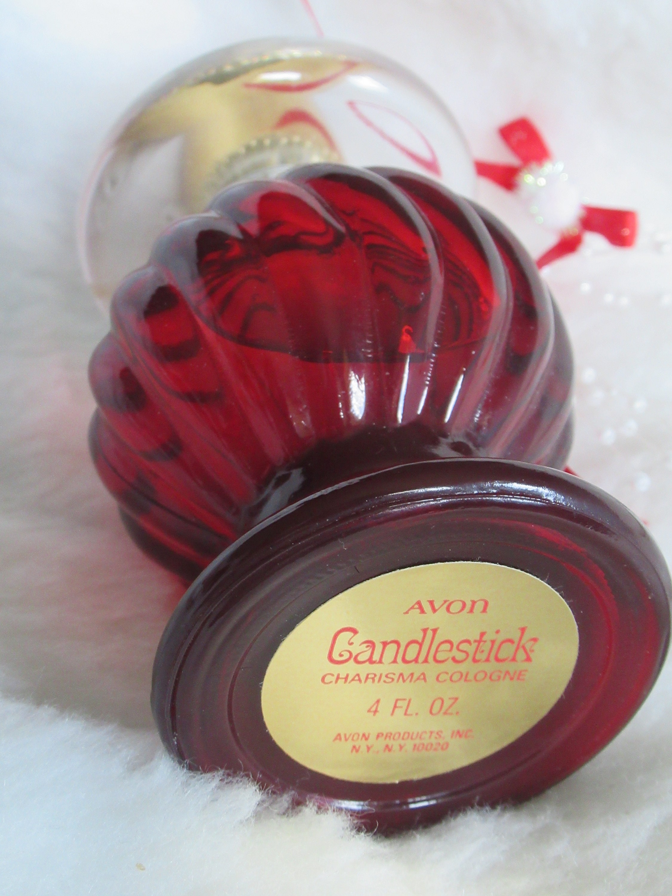 Avon Candlestick Avon Red Glass With Gold Candle Holder Etsy