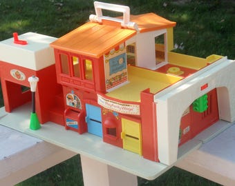Vintage Fisher Price Little People Main Street with Extras