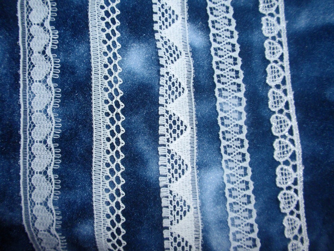 5 Different Lace Designs, Half Inch Wide or 3/8 Wide, All Are White ...