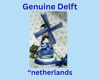 Delfter Windmühle: Handgemaltes, holländisches Dekor, drehende Segel