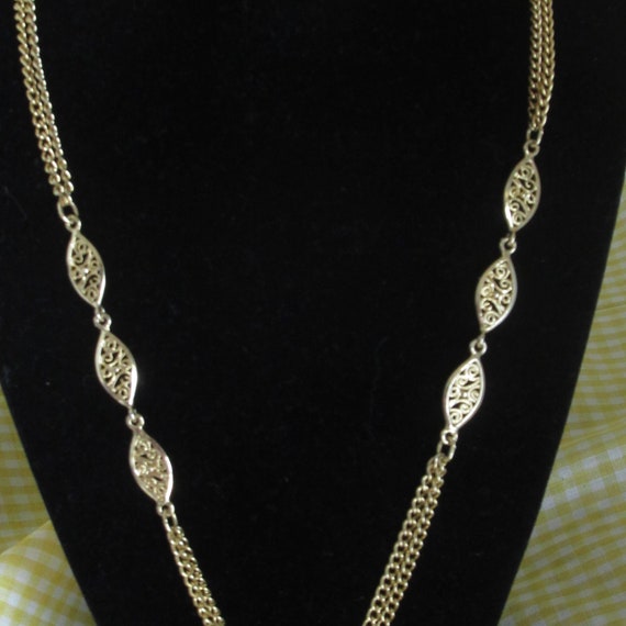 4 long chain necklaces for sale, gold colored cha… - image 3