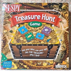 Board Game, Treasure Hunt, Ages 5 and up, manufactured by BriarPatch, Use you eye, Use your mind, Dig for treasure with the Magnetic shovel