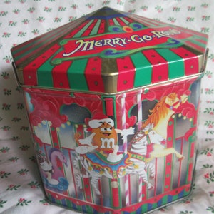 CHOOSE from 7 VINTAGE MMs Candy Tins, MMS Village tins, Toy shop, Carousell, Confectionery, Skating Rink, Santas Toy Shop. Bed Breakfast