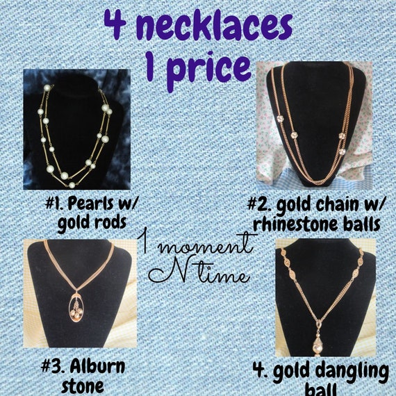 4 long chain necklaces for sale, gold colored cha… - image 1