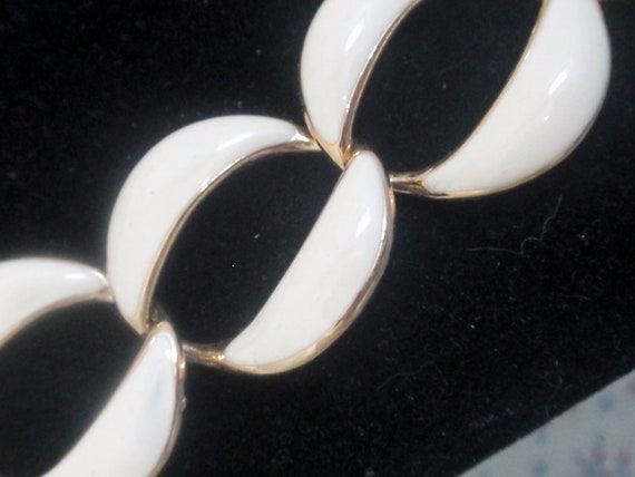 White enamel necklace, Chocker necklace, 18" leng… - image 3