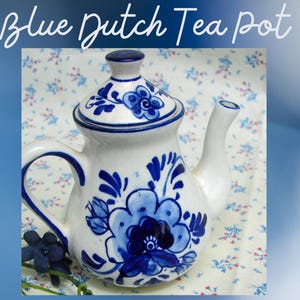 Vintage Delft Blue Miniature Teapot: Hand-Painted Windmill, Holland Collectible