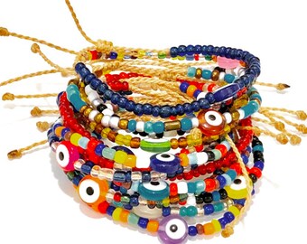 Evil Eye Bracelets beads colorful lucky Eye bracelets adjustable mens womens