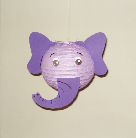 Purple Elephant Paper Lantern Safari Party Decorations Baby Etsy