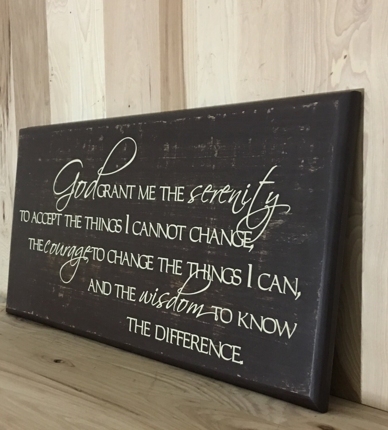 Serenity Prayer Wood Sign Christian Wall Art Religious Gift Etsy