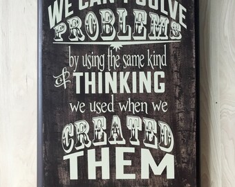 Einstein wood sign quote, wooden custom sign, positive quote wall decor, inspirational wall art