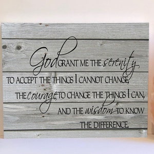 Serenity prayer wood sign, Christian sign, religious wood sign with saying, AA wood sign, custom wood sign, religious wall art, shelf sitter