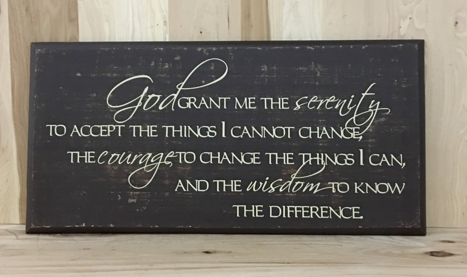 Serenity Prayer Wood Sign Christian Wall Art Religious Gift Etsy