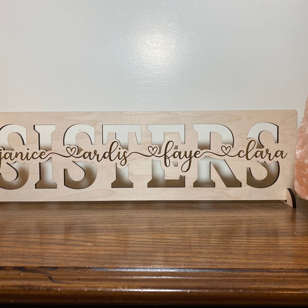 Personalized sister wood sign home decor, gift for sister, sister custom wooden sign, personalized wooden sign, customized family wood sign