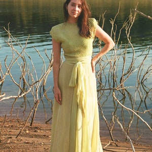 1940s Gown / Vintage 40s Green Dress / S
