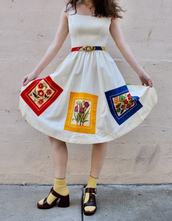 1960s Patchwork Sundress / Vintage 50s 60s Floral