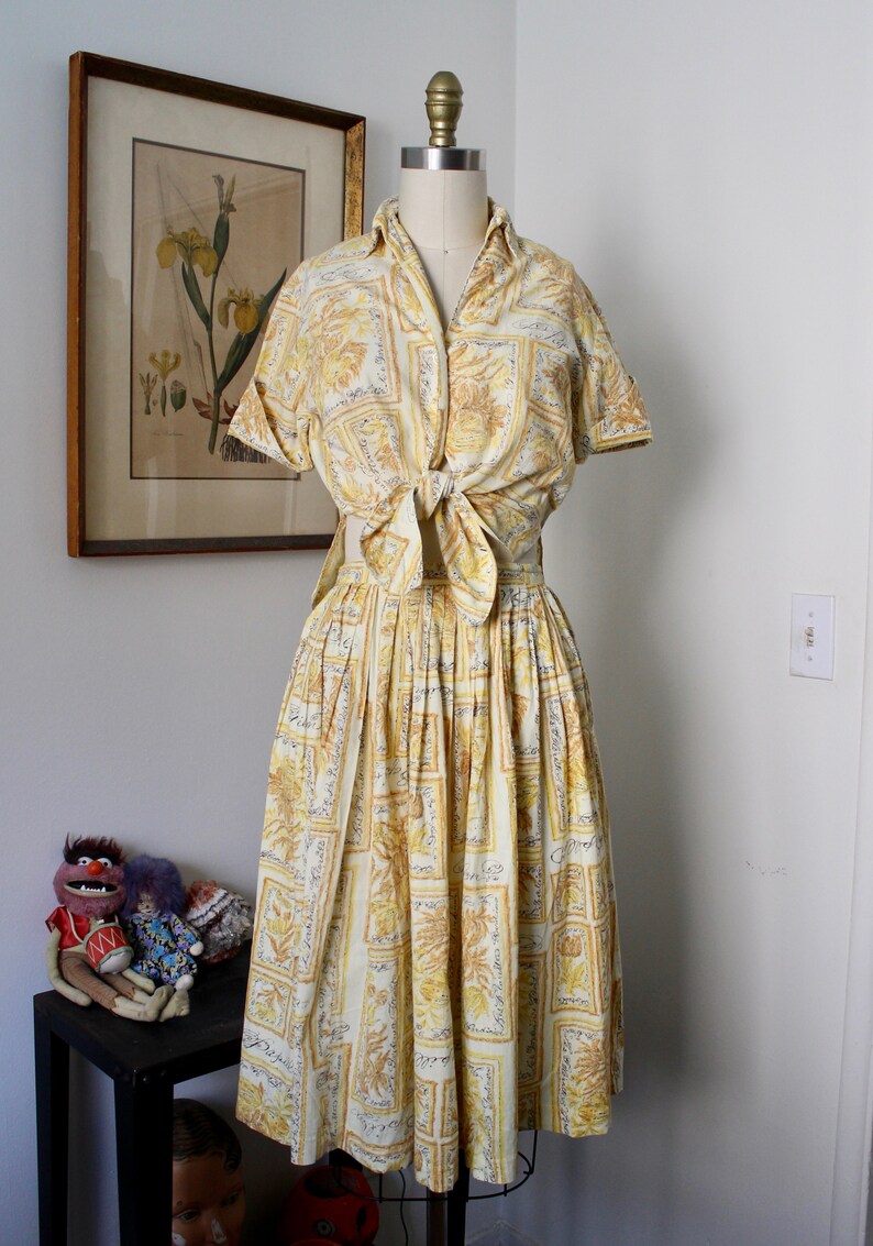 1950s Set Vintage 50s Full Skirt Blouse and Skirt S