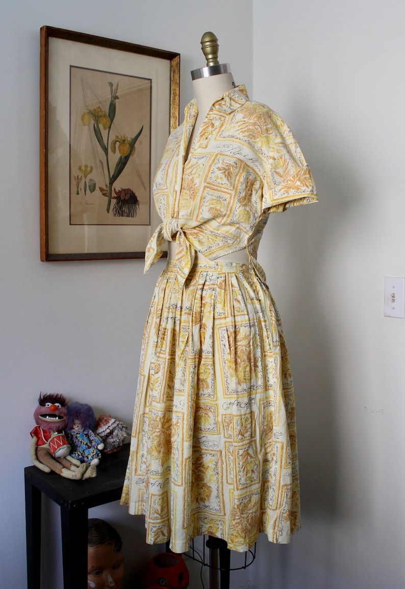 1950s Set Vintage 50s Full Skirt Blouse and Skirt S