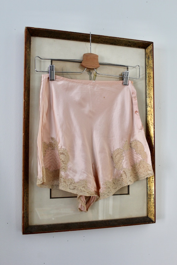 1930s Silk Tap Pants / Vintage 30s 40s Lace Panti