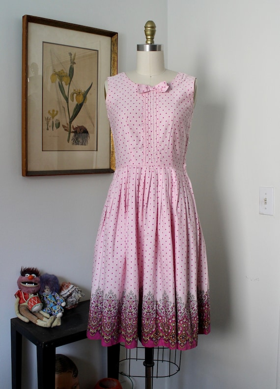 1950s Sundress / Vintage 50s Floral Print Dress /