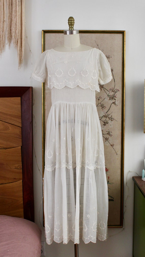 1920s Cotton Dress / Vintage Antique 1910s 20s Dre