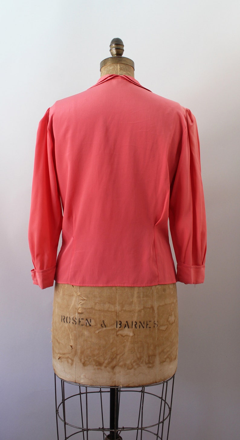1940s Rayon Blouse Vintage 40s Pink Top Medium