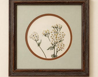 Vintage Yarrow Botanical Book Page, Framed Heirloom Floral Art, Original Book Plate, English Cottage Wall Decor, 10x10