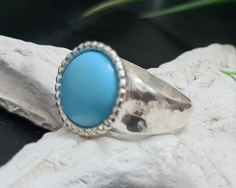 Cocktail Ring, Large Turquoise ring, Solid Silver ring, Statement Ring, December birthstone ring, Bezel Set Ring, Birthstone Ring