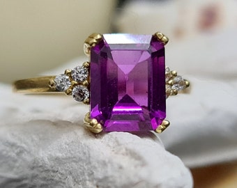 Alexandrite ring, diamond ring, prong setting ring, gold filled ring, gemstone ring, wedding ring, June birthstone ring, cocktail ring