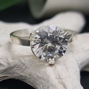 Silver clear quartz ring, statement ring, gemstone ring, crystal ring, wedding ring, bridal jewelry, birthday gift