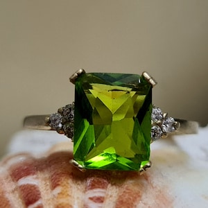 Peridot ring, diamond ring, prong setting ring,14k gold filled ring, gemstone ring, wedding ring, August  birthstone ring, cocktail ring