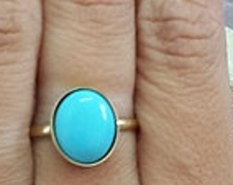 Turquoise Cocktail Ring, 14k Gold Filled Bezel Set