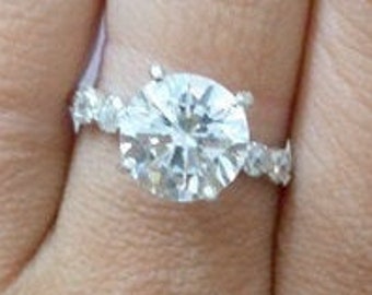 Sterling Silver Clear Quartz Engagement Ring, Bridal Jewelry