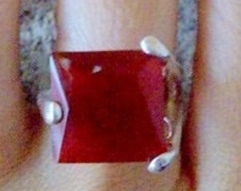 Cocktail carnelian ring, sterling silver ring, square ring, i love you gift, vintage ring, prong setting ring, semi precious ring