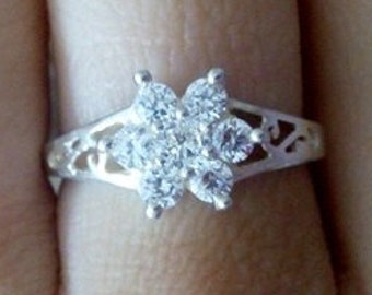 Wedding ring, Halo ring, Bridal Jewelry, Flower ring, Sterling Silver ring, Engagement Ring, Crystals ring, Swarovski ring