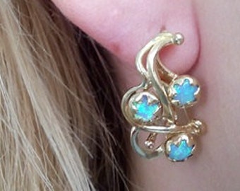 Gold Filled Blue Opal Earrings, Bridesmaid Jewelry