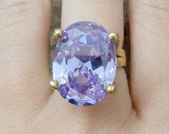 Amethyst ring, large gold ring, cocktail ring, February ring, bridal jewelry, wedding ring, gemstone ring