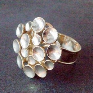 Gold circles ring, gift idea, handmade ring, dotted ring, organic ring, hammered ring, handmade ring, gold cocktail ring,