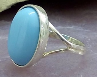 Cocktail Ring, Large Turquoise ring, Solid Silver ring, Statement Ring, December birthstone ring, Bezel Set Ring, Birthstone Ring