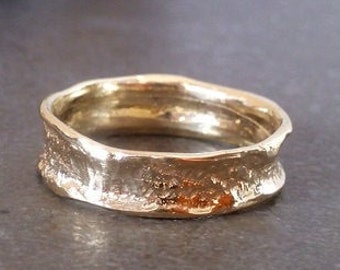 Handmade 14k Gold Filled Hammered Wedding Band, Unisex Ring