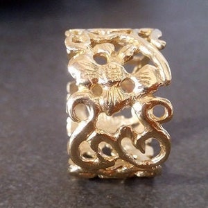Wedding band, boho wedding, floral ring, flower ring, leaves ring, gold ring, statement ring, filigree ring,